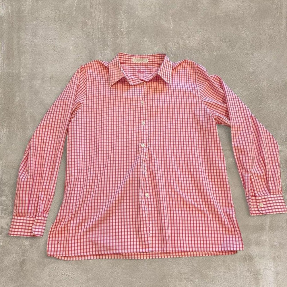 Foxcroft Pink and White Plaid Button Down Shirt